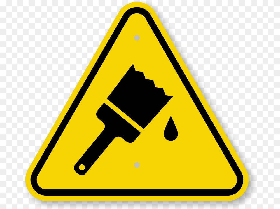 Iso Wet Paint Warning Sign Symbol Wet Paint Sign, Road Sign, Device, Grass, Lawn Free Png Download