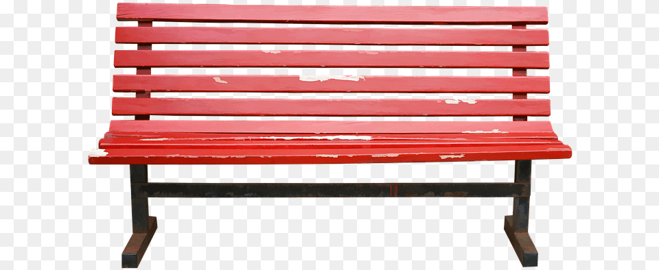 Isolated Bench Wooden Wood Red Seat Bench On Background, Furniture, Park Bench Free Png