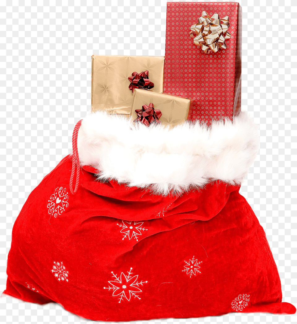 Isolated Christmas Sack Celebrate Sweet Gifts Santa Sack Transparent Background, Adult, Bride, Female, Person Png Image