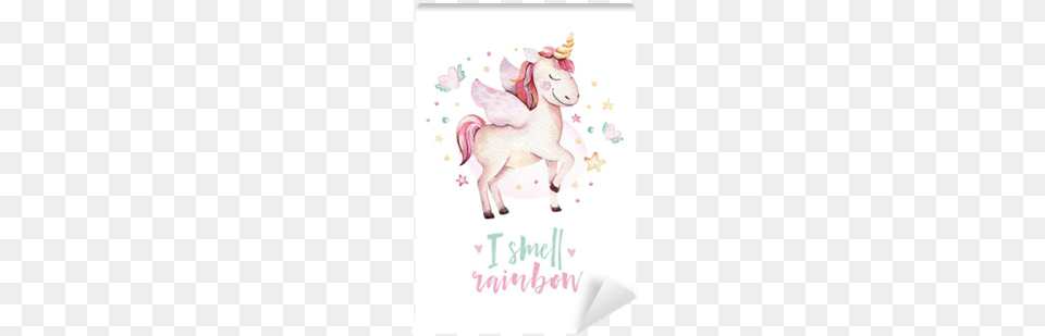 Isolated Cute Watercolor Unicorn Kids Poster Nursery Watercolor Unicorn Clipart, Envelope, Greeting Card, Mail, Livestock Png