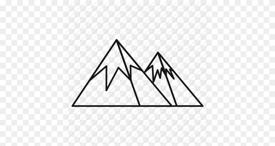Isolated Line Mountain Nature Outline Peak Sun Icon, Triangle, Gate Free Png Download