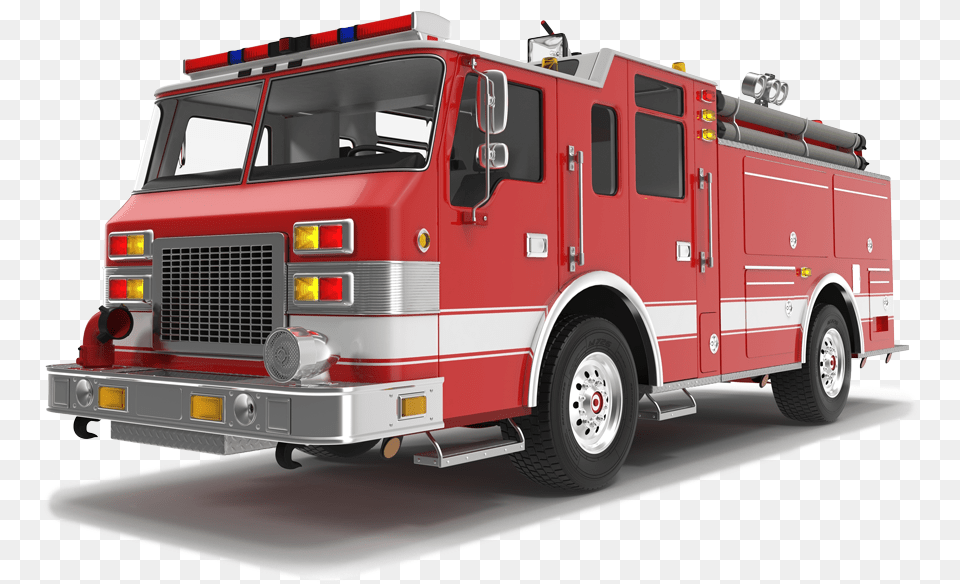 Isolated Real Red Fire Truck White Background, Transportation, Vehicle, Fire Truck, Machine Png Image