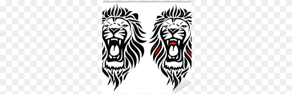 Isolated Tribal Lion Tattoo Self Adhesive Wall Mural Small Tribal Lion Tattoo, Stencil, Emblem, Symbol, Art Png Image