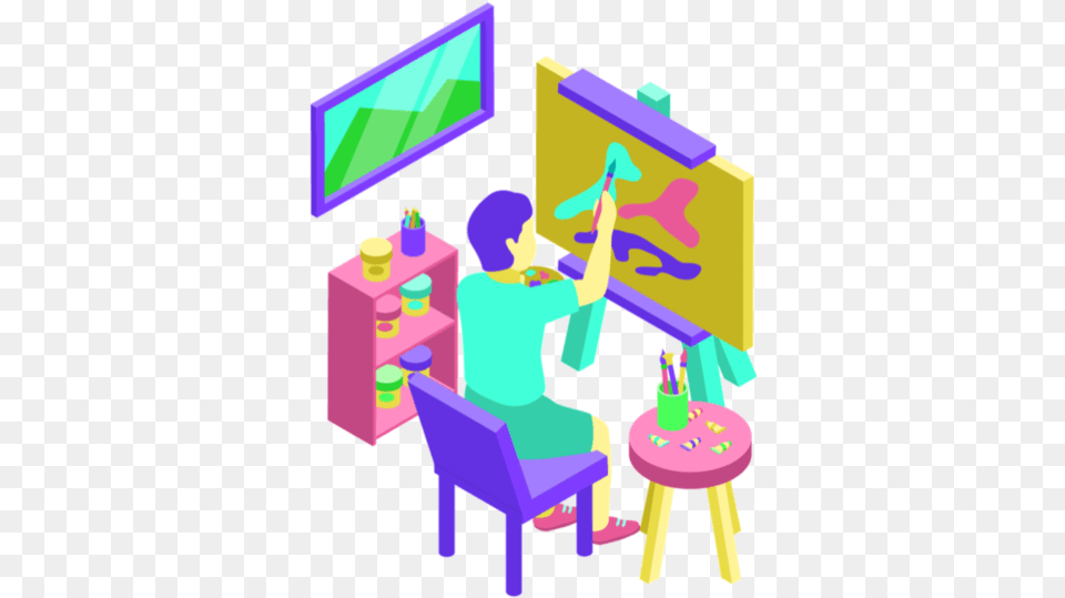 Isometric Art Studio, Baby, Person, Chair, Furniture Png