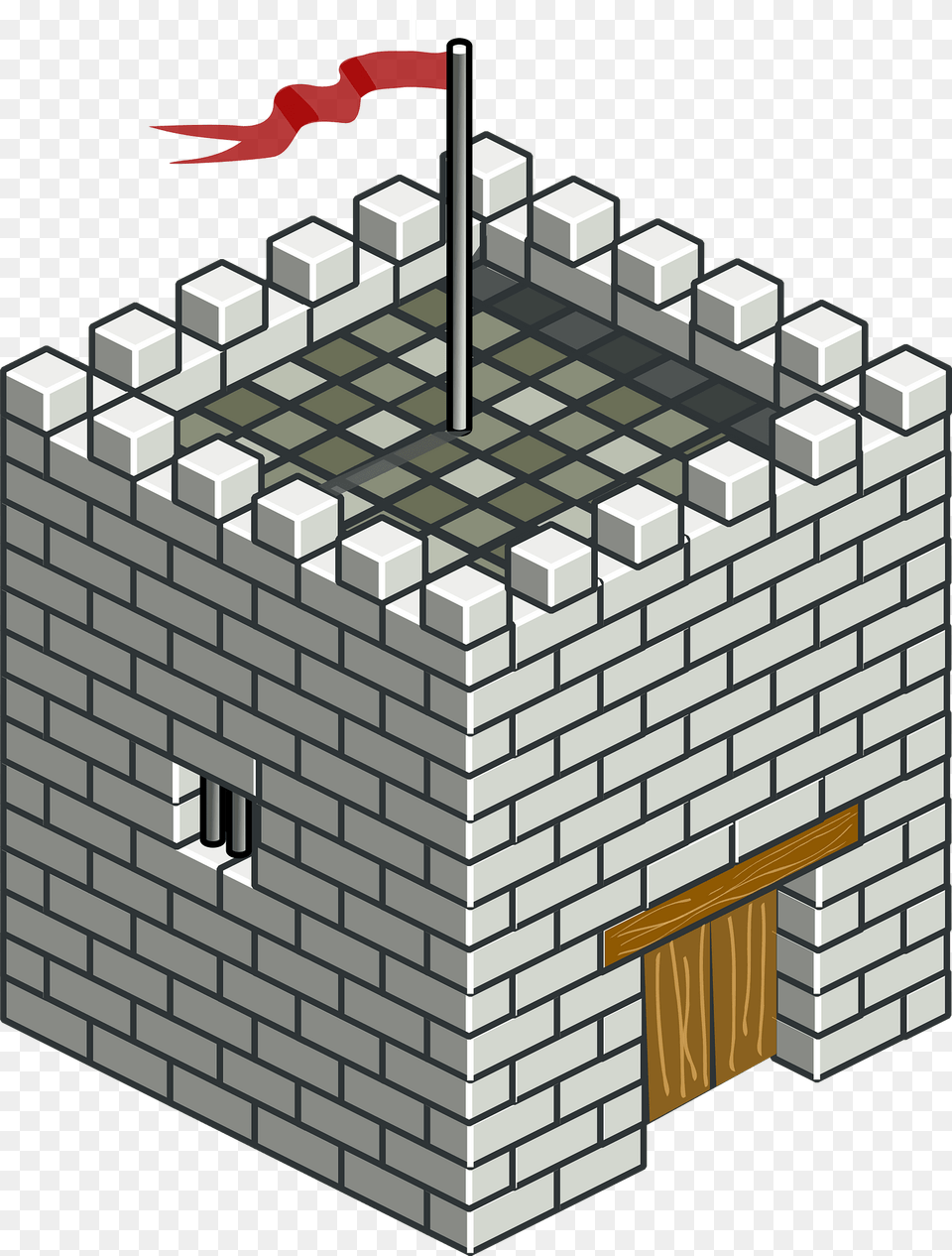 Isometric Castle Tower Clipart, Brick, City Free Png