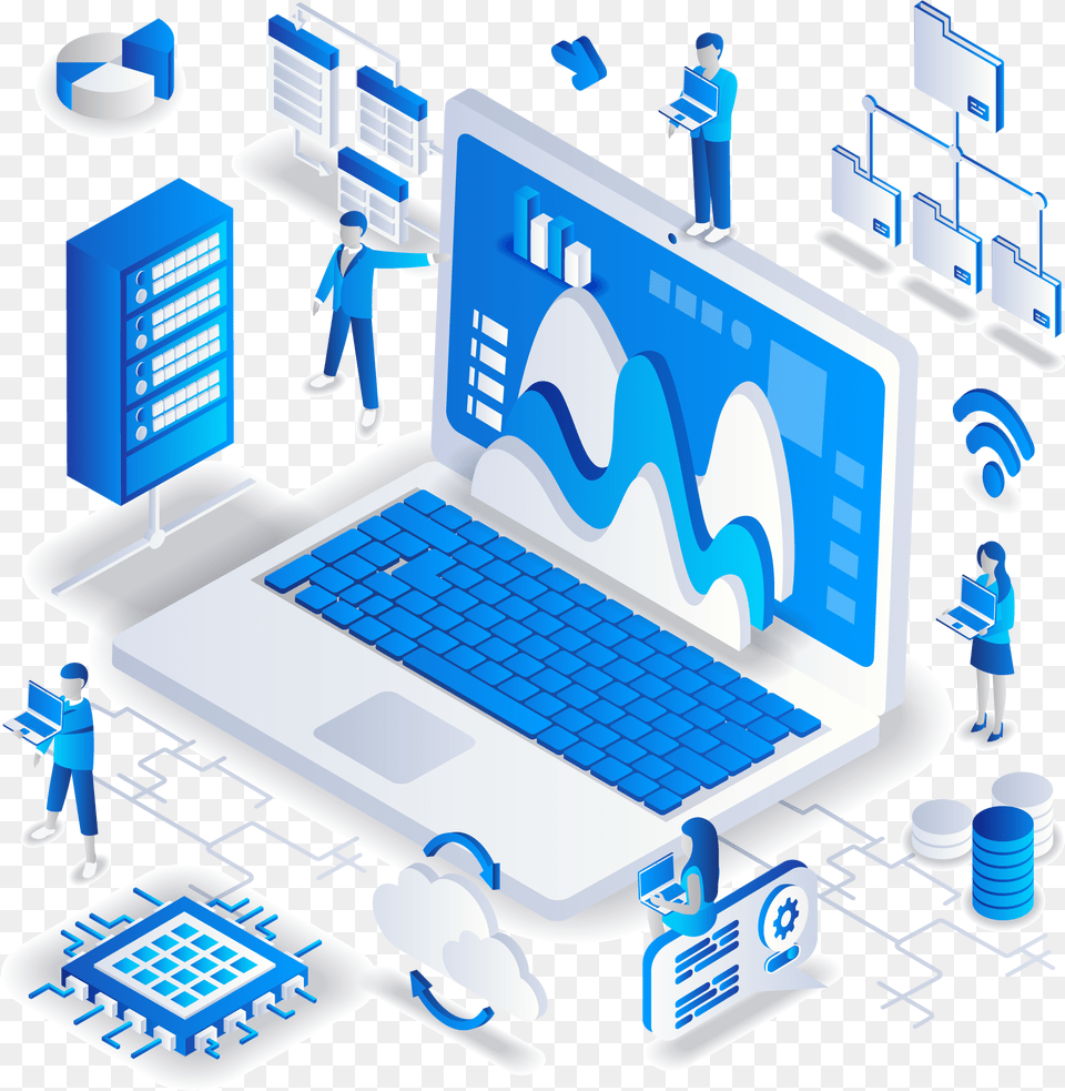 Isometric Data Analysis, Computer, Electronics, Laptop, Pc Free Png