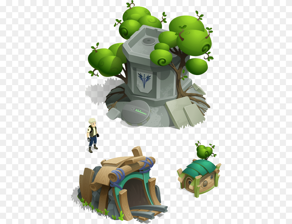 Isometric Fantasy Bridge Icon, Green, Person, Furniture Free Png