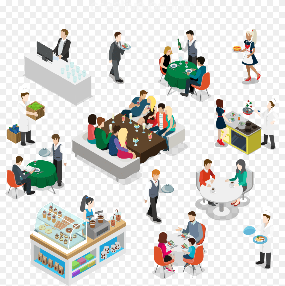 Isometric Restaurant, Person, People, Man, Male Png Image
