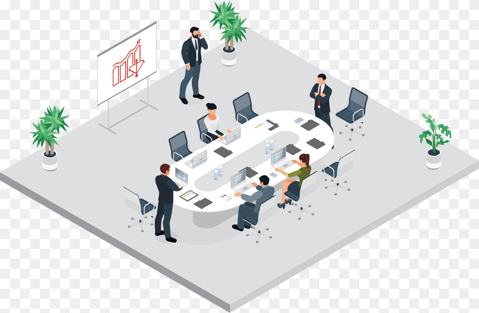 Isometric Vector Business Meeting, Person, Plant, Clothing, Footwear Png Image