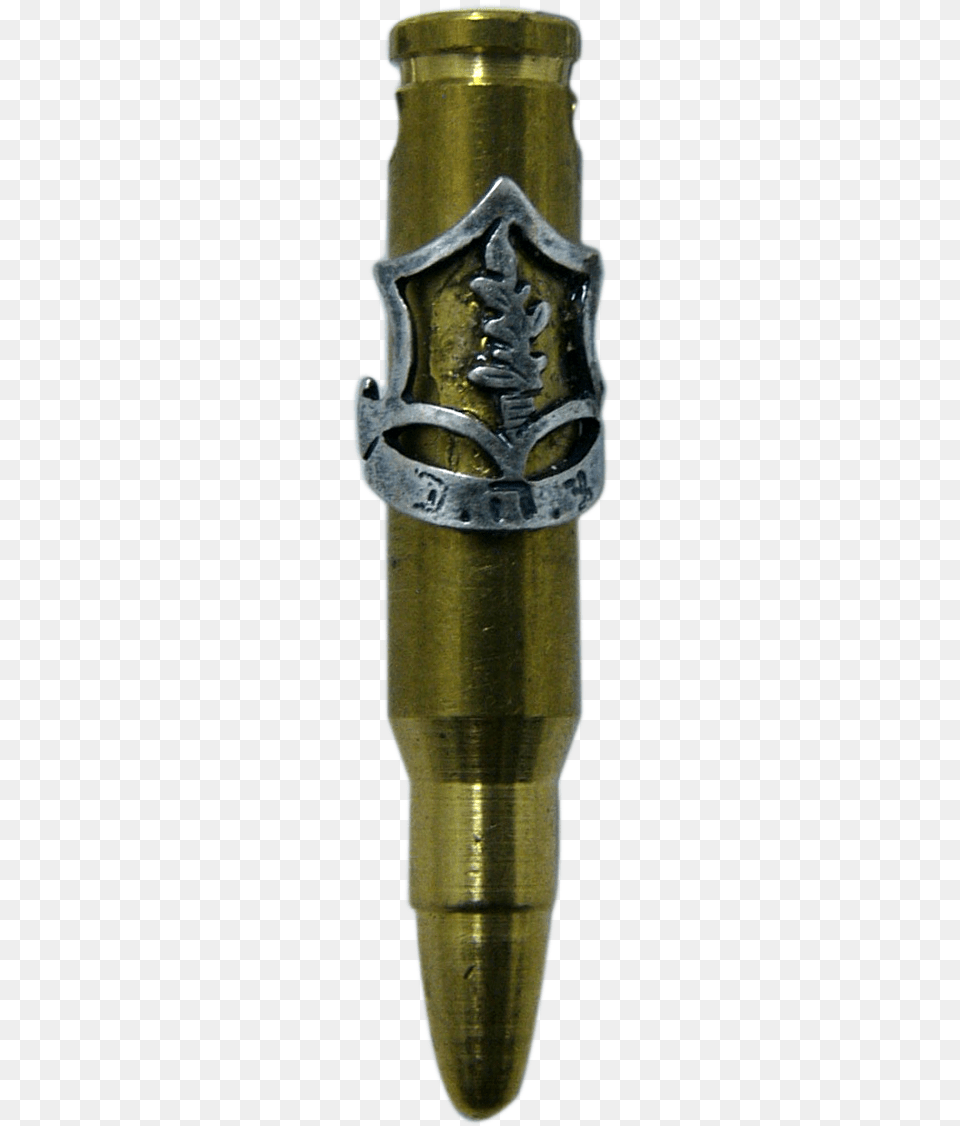 Israeli Army Bullet Pendant Decorated With The Idf Bullet, Bronze, Mortar Shell, Weapon Free Png Download