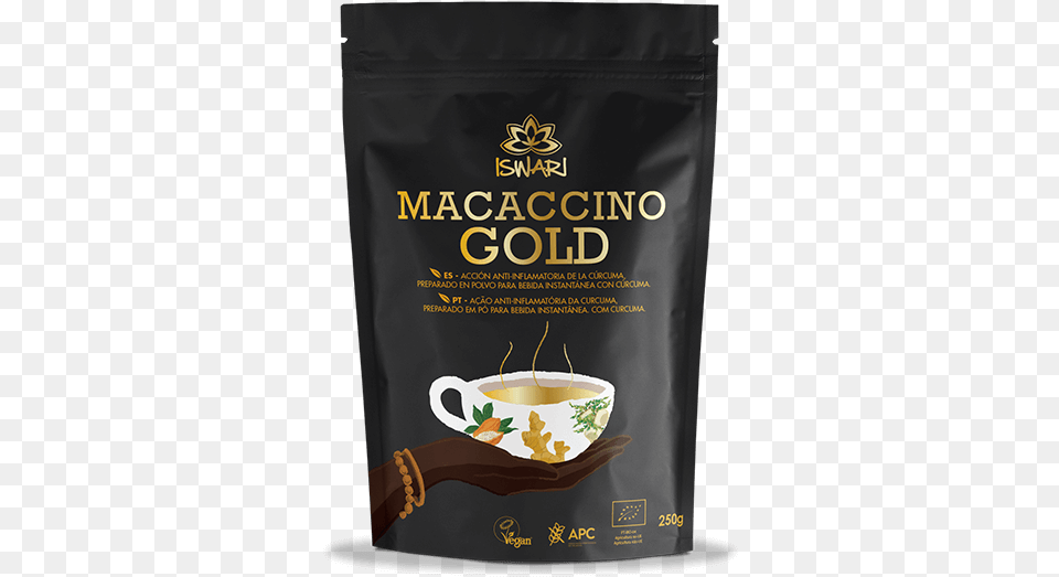 Iswari Macaccino Gold, Cup, Advertisement, Beverage, Coffee Png Image