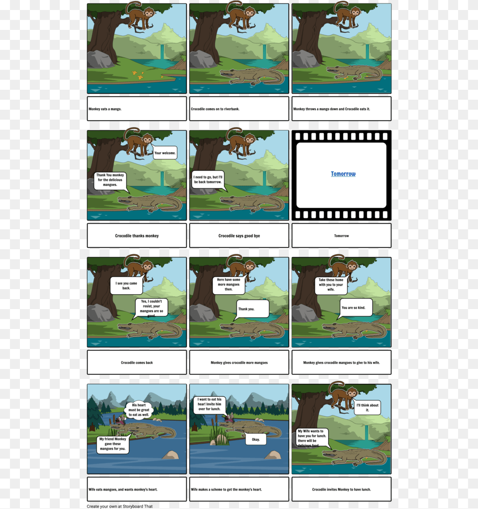 It Basically Showed A Comic Strip Of My Version Of Monkey And Crocodile Comic, Book, Comics, Publication Free Png Download