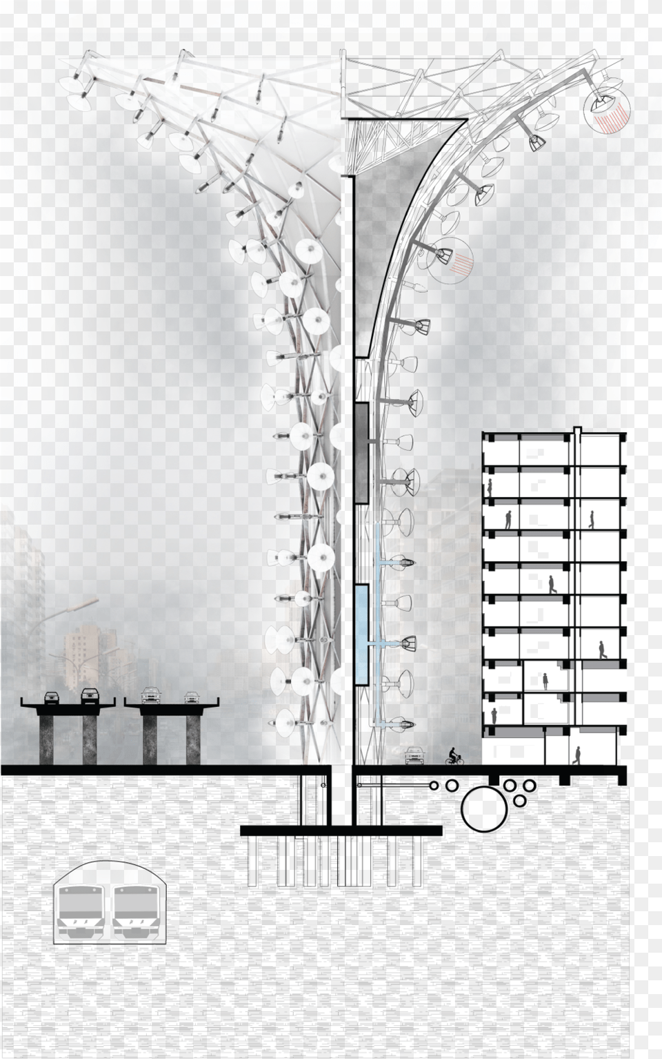 It Collects The Particulate Matter Filtered From Each Arch, Art, City, Collage, Lighting Png Image