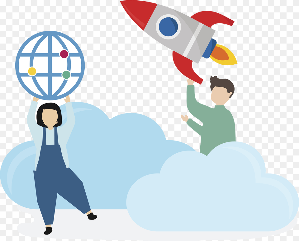 It Harnesses Different Social Communication To Transfer Science Rocket Cartoon, Person, Outdoors, Art, Graphics Free Png Download