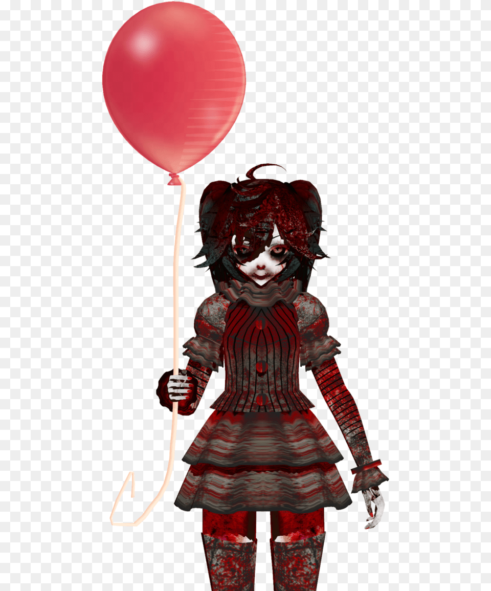 It Hatsune Miku Mikumikudance Evil Clown Youtube Pennywise Mmd Model Dl, Balloon, Adult, Person, Female Free Png