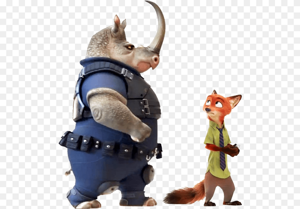 It Stars Many Animal Characters Including This Big Rhino Zootopia Characters, Figurine, Vest, Clothing, Lifejacket Free Png Download