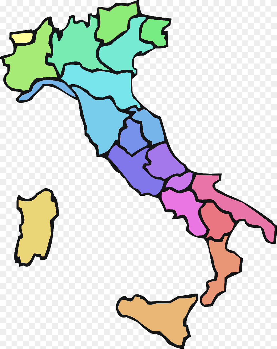 Italia Regioni Color Map Of Italy With Color, Chart, Plot, Atlas, Diagram Free Png