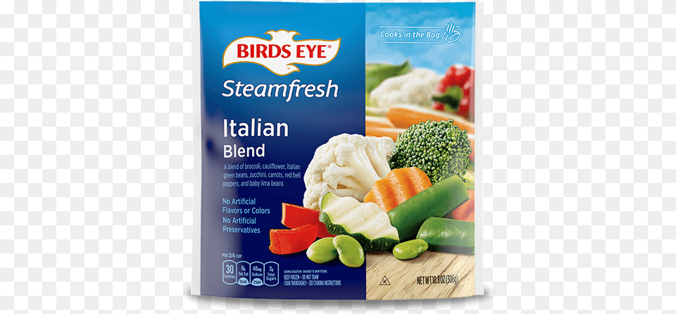 Italian Blend Steam Bag Mixed Vegetables Birds Eye Birds Eye Frozen Peas Nutrition, Food, Produce, Advertisement, Cauliflower Png