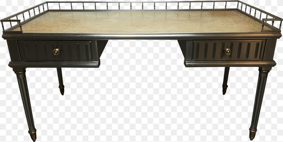 Italian Brushed Metal Leather Top Desk W Gallery Kitchen Amp Dining Room Table, Furniture, Sideboard, Keyboard, Musical Instrument Free Png Download