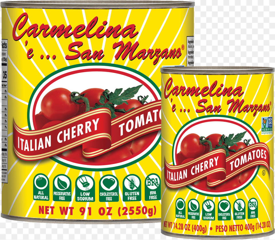 Italian Cherry Tomatoes In Puree San Marzano Tomato, Aluminium, Tin, Can, Canned Goods Png Image