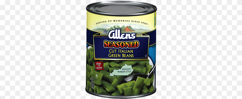 Italian Cut Green Beans Seasoned Southern Style Allen Green Beans, Tin, Aluminium, Can, Canned Goods Free Transparent Png
