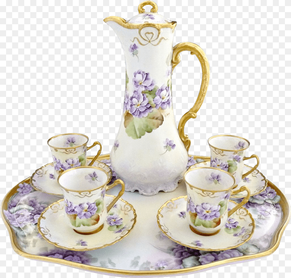 Italian Fine Porcelain Coffee Set Tea With Cup, Art, Jug, Pottery, Saucer Free Png