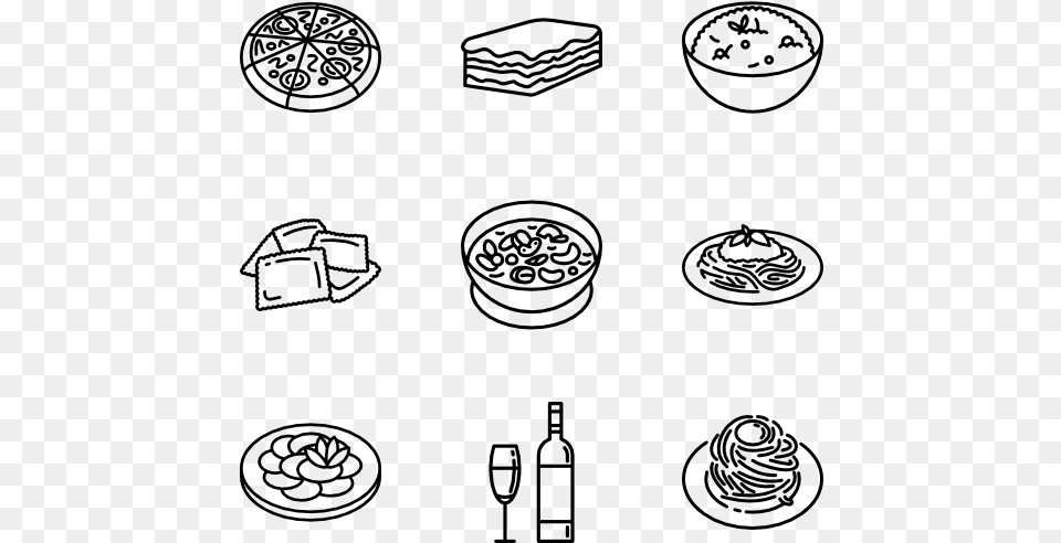 Italian Food Food Vector Icons, Gray Free Transparent Png