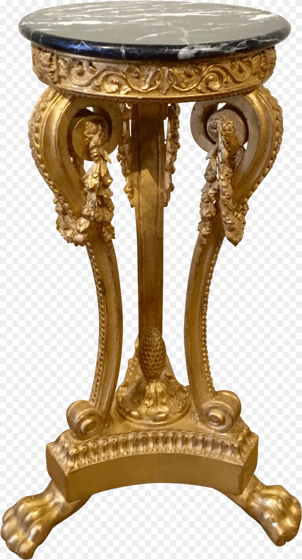 Italian Gold Gild Baroque Style Marble Top Pedestal Antique, Furniture, Table, Tabletop, Coffee Table Png Image