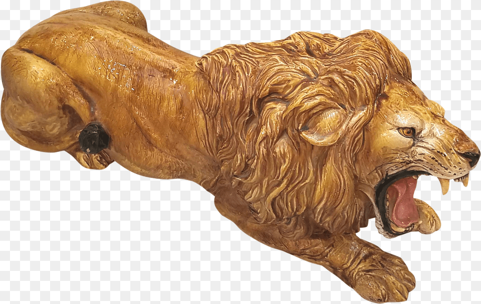 Italian Hollywood Regency Glazed Terra Cotta Lion Figurine Masai Lion, Animal, Mammal, Wildlife, Bear Png