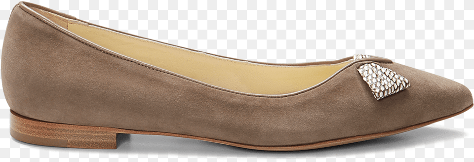 Italian Made Pointed Toe Lana Flat In Taupe Suede Ballet Flat, Clothing, Footwear, Shoe, High Heel Free Png