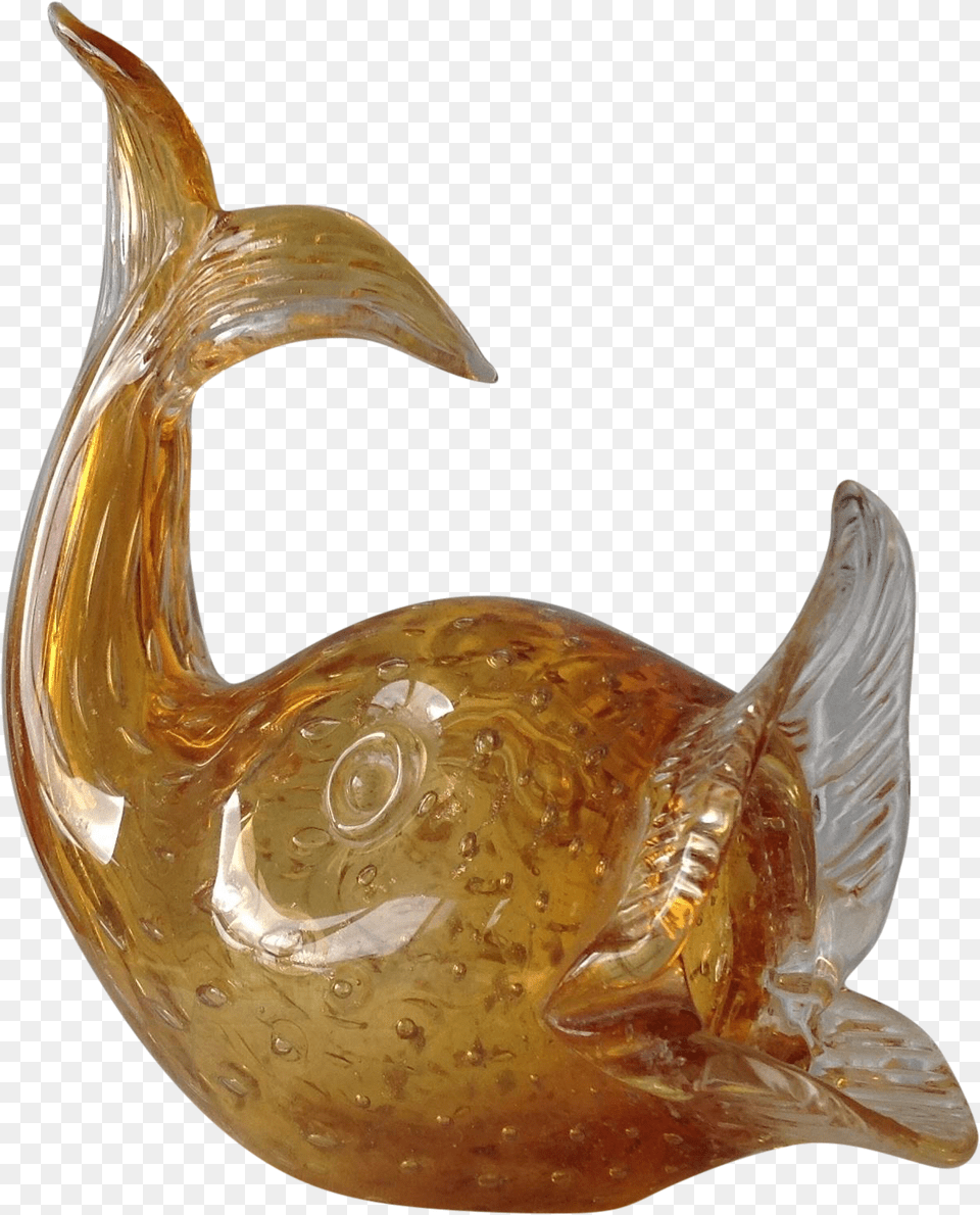 Italian Murano Amber U0026 Gold Dust Fish Fish, Pottery, Art, Smoke Pipe, Handicraft Png Image