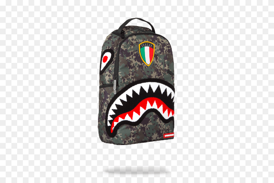 Italy Camo Shark Backpack, Bag, Accessories, Handbag Png