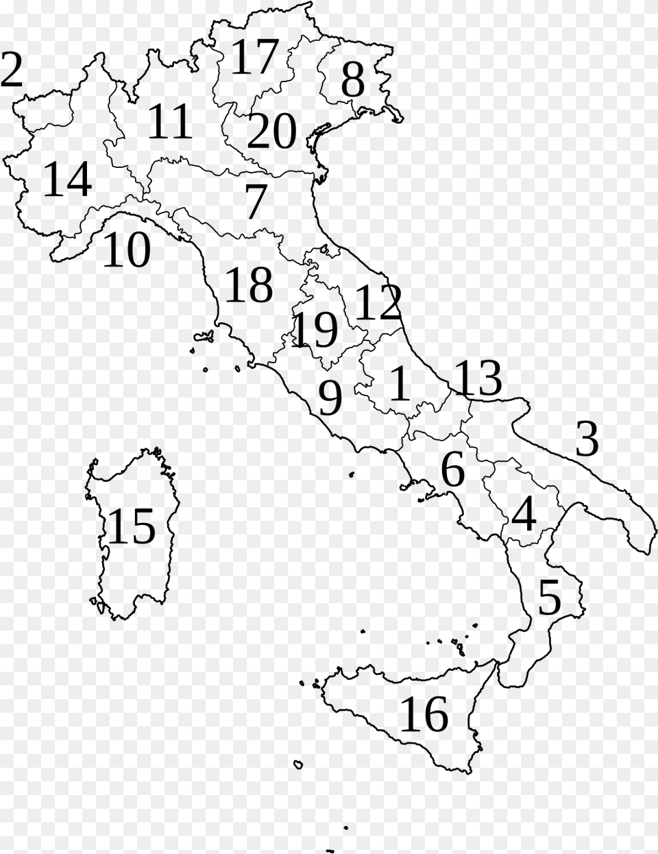 Italy Map, Gray Png