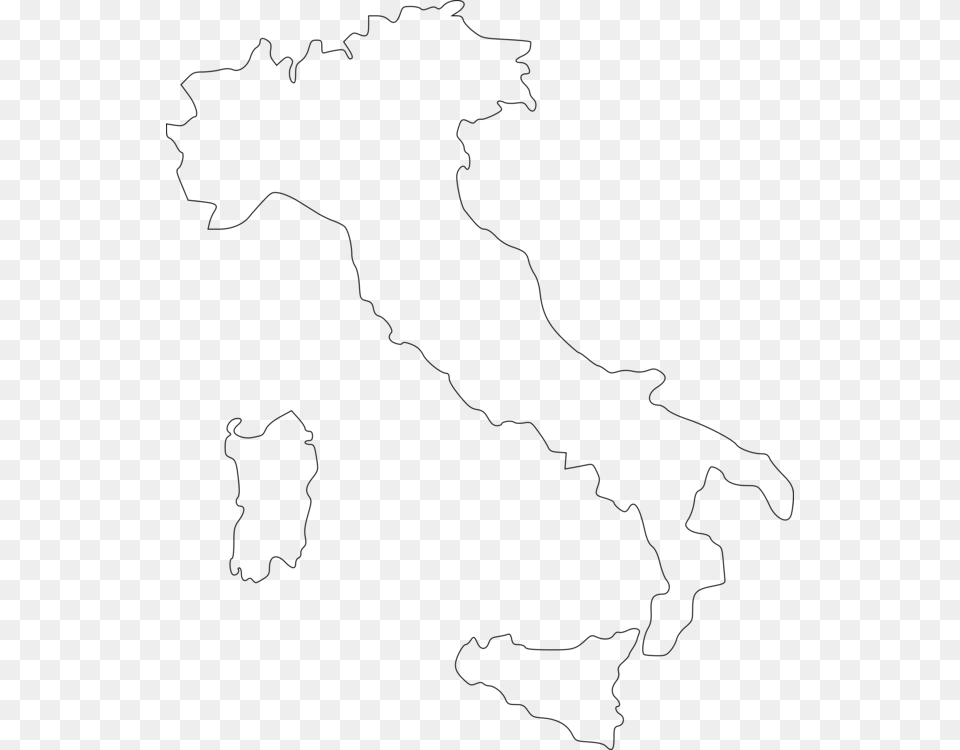 Italy Map Encapsulated Postscript Black And White Drawing, Gray Free Png