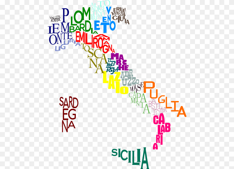 Italy Map With Regions39 Name Italy, Art, Graphics, Text, Person Free Png Download