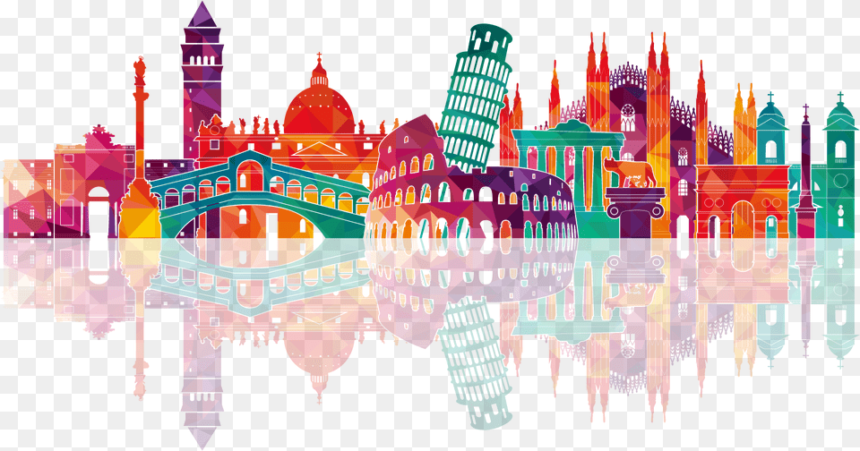 Italy Skyline Royalty Colorful Silhouette Royaltyfree Italian Skyline, Art, Graphics, Pattern, Purple Free Png Download