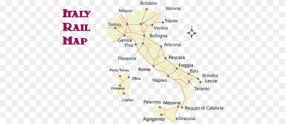 Italy Train Route Map And Guide To How To Ride The Italy Train Route, Chart, Plot, Atlas, Diagram Png