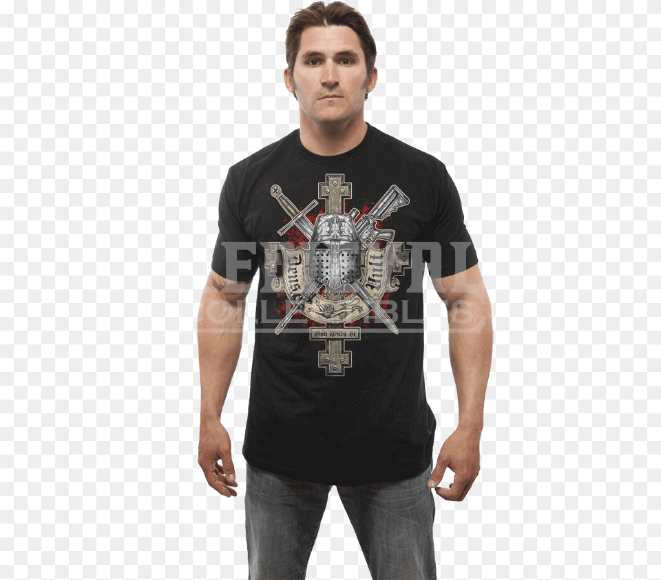 Item Camiseta Deus Vult, T-shirt, Clothing, Adult, Person Png Image
