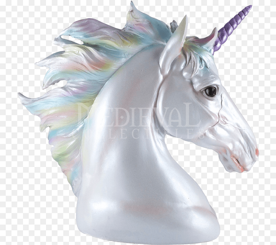 Item Rainbow Unicorn Head Figurine 75 Inch High Resin, Animal, Horse, Mammal Png Image