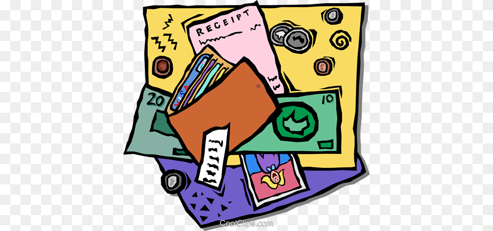 Items In A Wallet Royalty Vector Clip Art Illustration, Book, Comics, Publication, Baby Free Png
