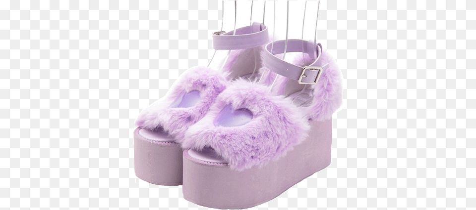 Itgirl Shop Kawaii Purple Faux Fur Sluffy High Platform Aesthetic Purple, Clothing, Footwear, Shoe Free Png Download