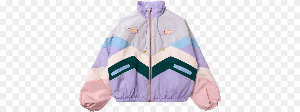Itgirl Shop Pastel Colors Patches Lines Hood Rain Coat Lilac Windbreaker, Clothing, Jacket, Hoodie, Knitwear Png Image