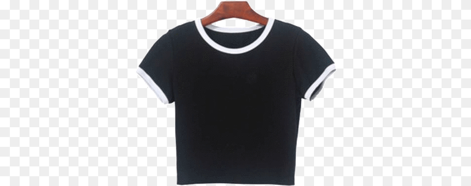 Itgirl Shop Sale White Black Color Edge Cotton Crop Clothing, Shirt, T-shirt Free Png Download