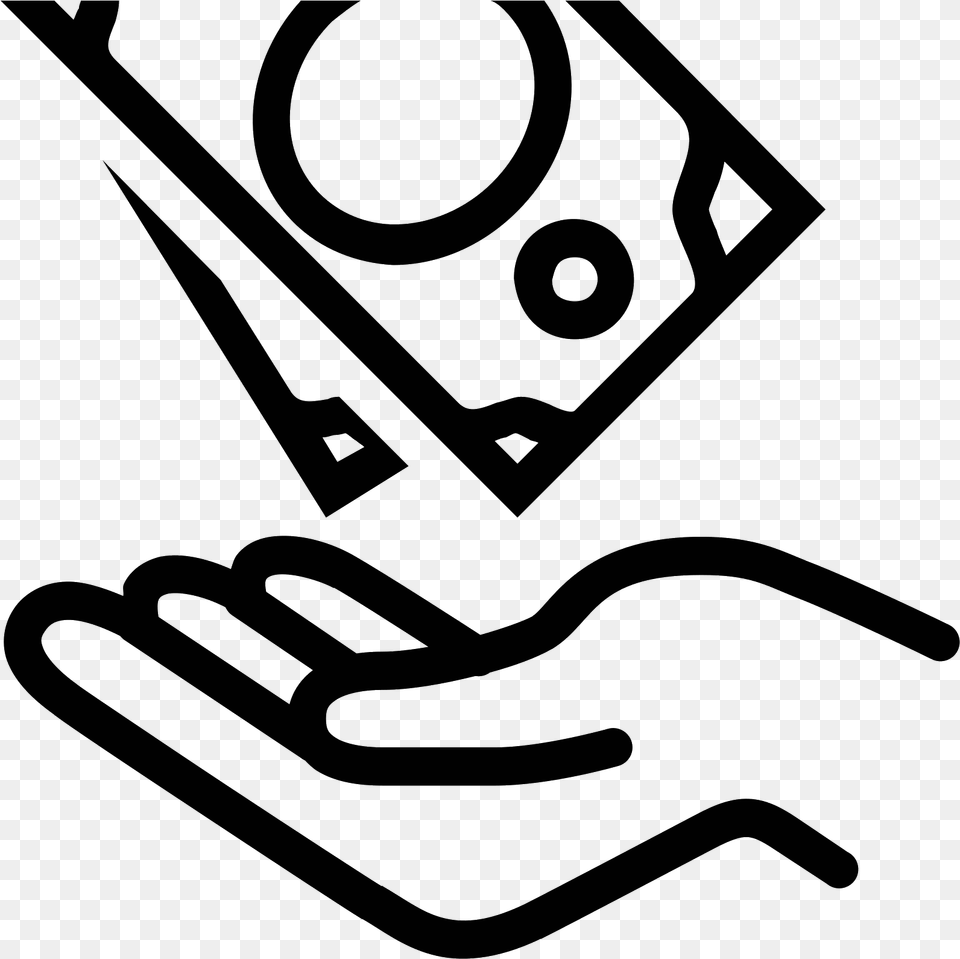 Itquots A Logo Of A Hand On The Bottom With Money Falling Refund Icon, Gray Free Png