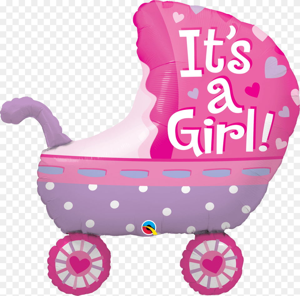 Its A Girl Baby Stroller Balloon, Furniture, Bed, Cradle, Person Free Transparent Png