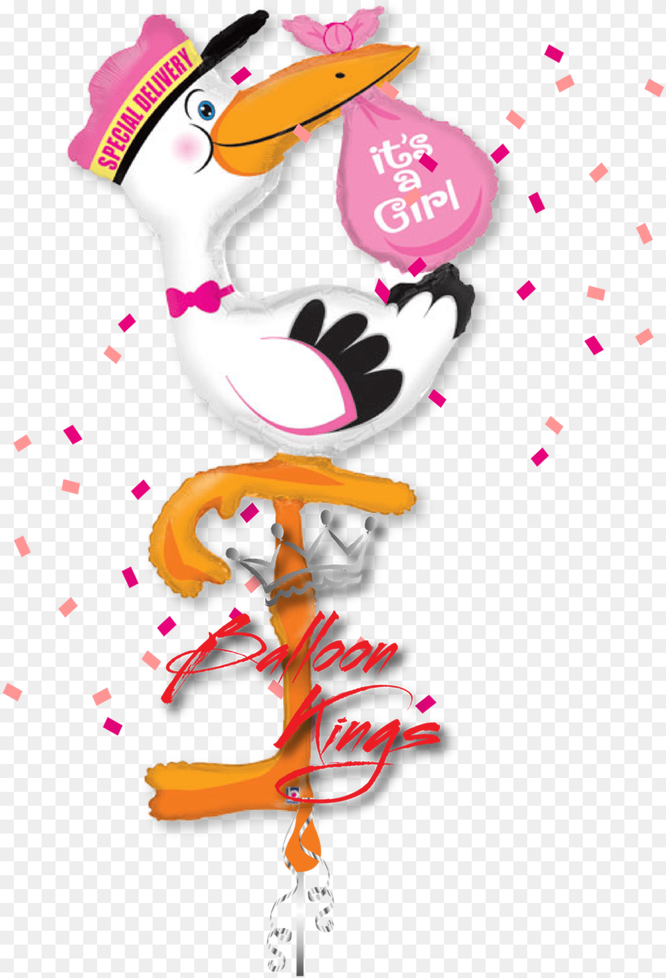 Its A Girl Stork Airwalker Stork Foil Balloon, Baby, Person, Art, Graphics Png