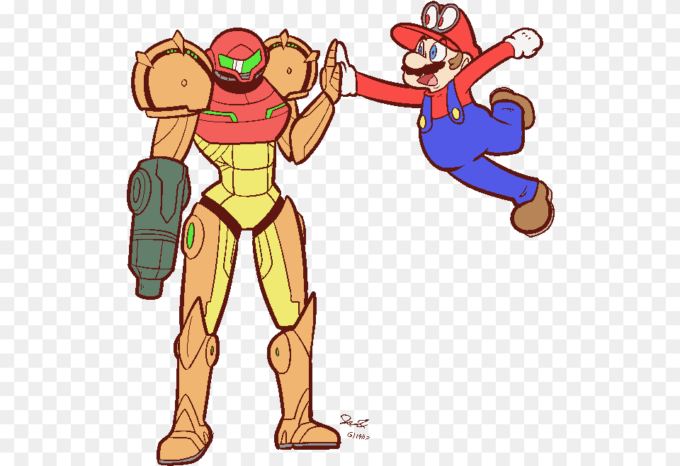 Its A Good Time To Be A Metroid And A Mario Fanhigh Mario And Samus Fan Art, Baby, Person, Cartoon, Face Png Image