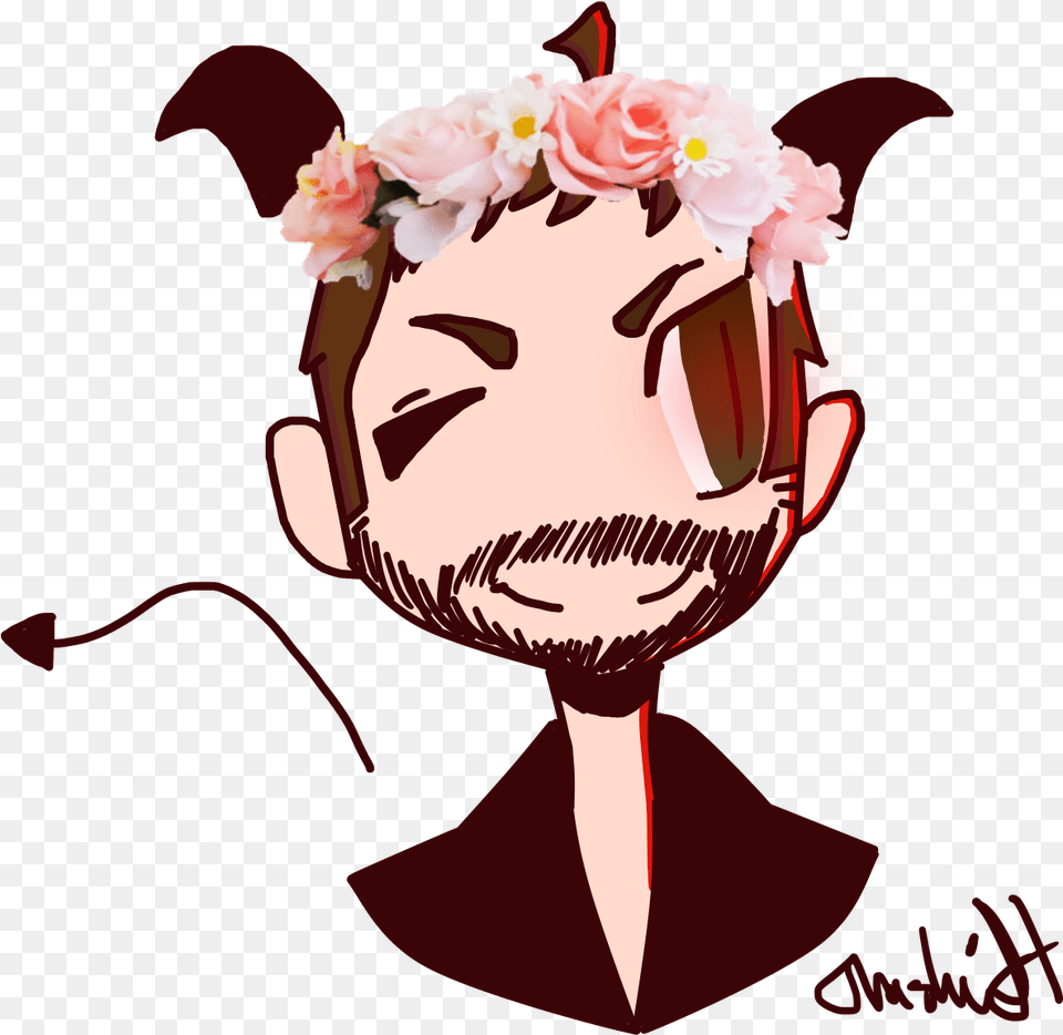 Its My Boi Crowley With A Flower Crown Cartoon Clipart Cartoon, Art, Plant, Graphics, Flower Bouquet Free Png