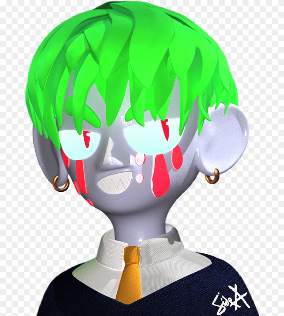 Itsoktocry Tumblr Blood Animated Art 3d Green Charm School Reject Side, Baby, Person, Elf, Graphics Png