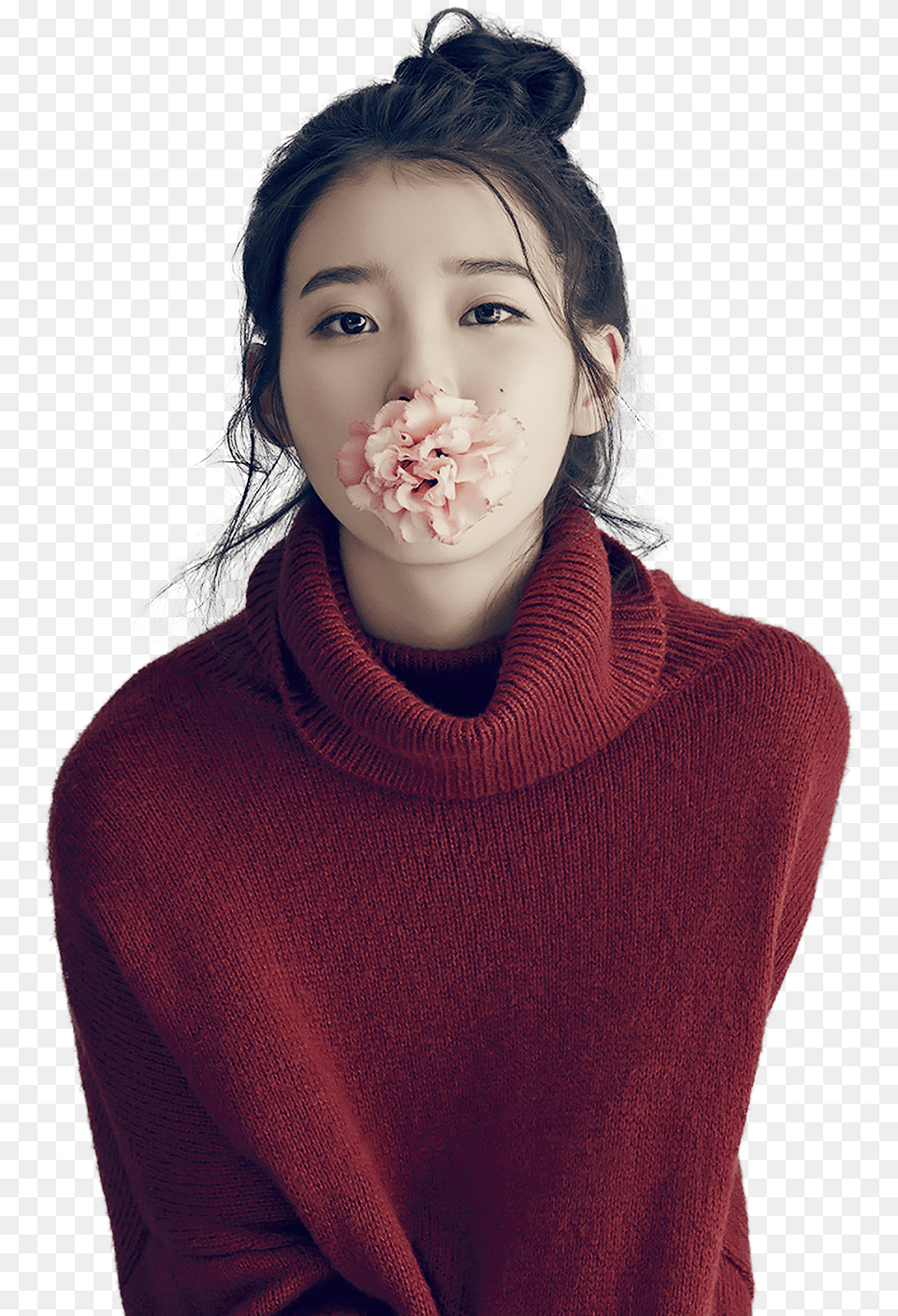 Iu Flower In Mouth, Person, Knitwear, Photography, Head Png Image